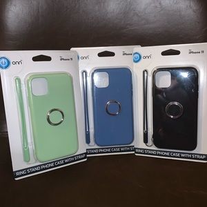 3 iPhone 11 phone case with ring stand and strap